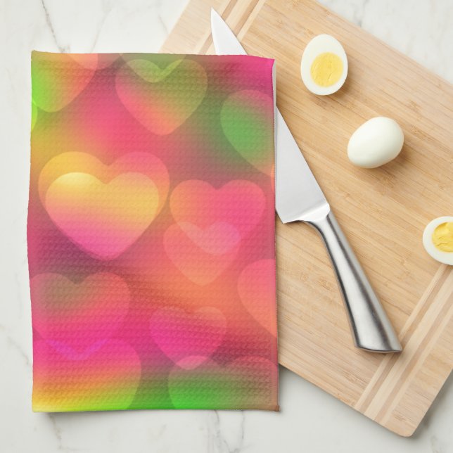 Crazy Kids Colours Hearts Bokeh-Kitchen Towels (Quarter Fold)