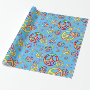 Crazy Kids Colours-PEACE OUT,Blue-Gift Wrap Wrapping Paper