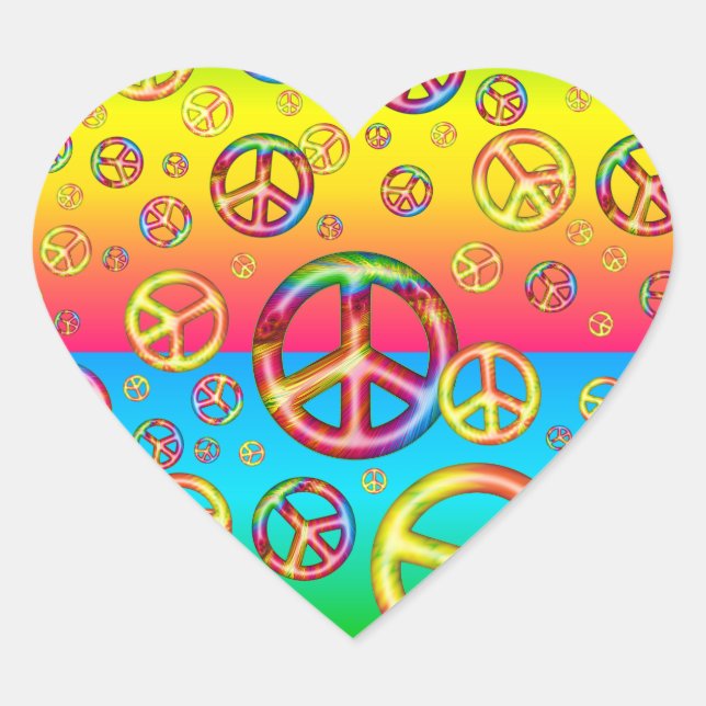 Crazy Kids Colours-PEACE OUT Heart Stickers (Front)