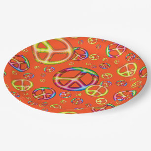 Crazy Kids Colours-PEACE OUT-Orange Paper Plates