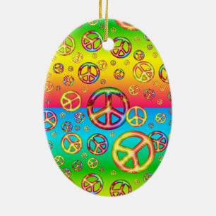 Crazy Kids Colours-PEACE OUT-Oval Ornament