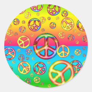 Crazy Kids Colours-Peace Out-Round Stickers