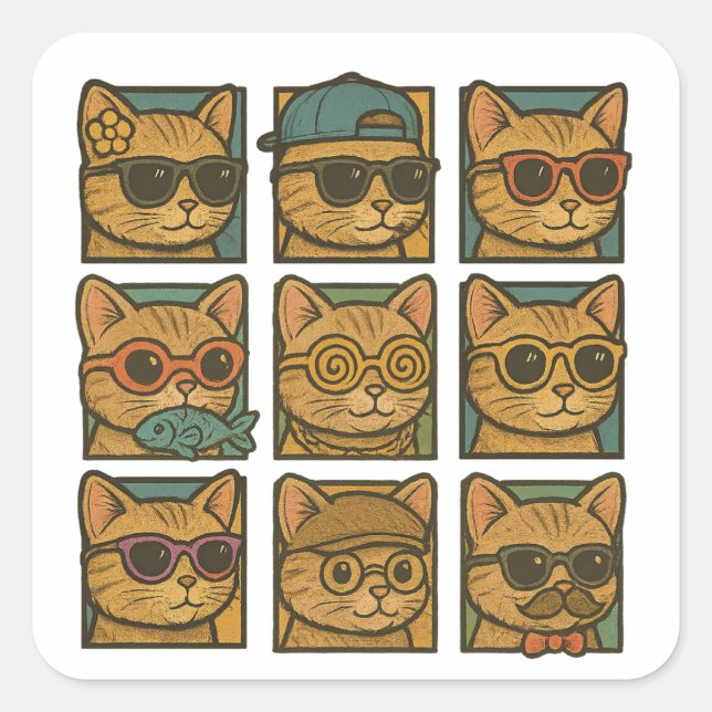 Crazy Kitty Club  Square Sticker (Front)