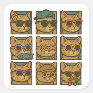 Crazy Kitty Club Square Sticker