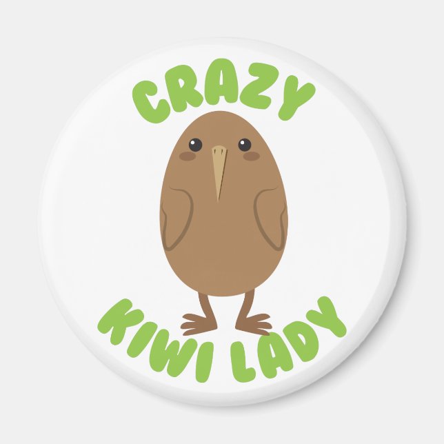 crazy kiwi lady circle magnet (Front)
