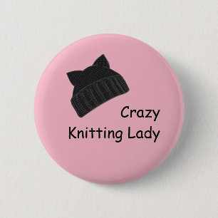 Crazy Knitting Lady Badge