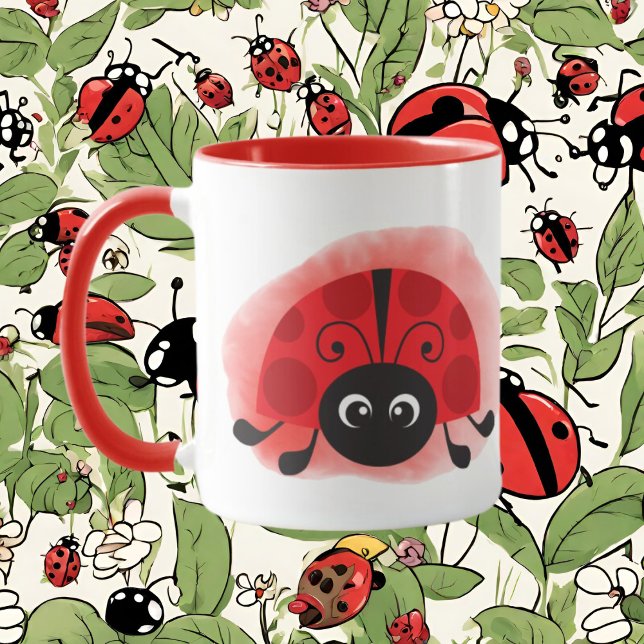 Crazy ladybug lady add text mug (Creator Uploaded)