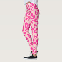 Crazy Light & Dark Pink Hearts Leggings
