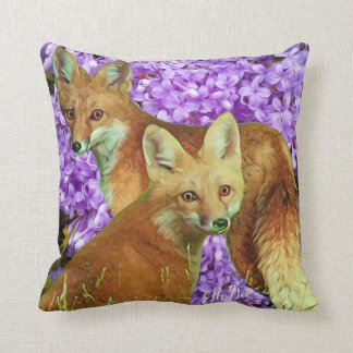Crazy Like a Fox in Lilacs Cushion