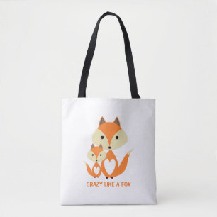 Crazy Like a Fox, Orange Fox Burlap Tote Bag