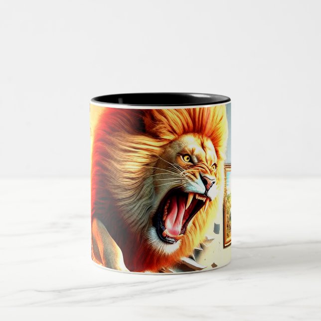 Crazy Lion Two-Tone Coffee Mug (Center)