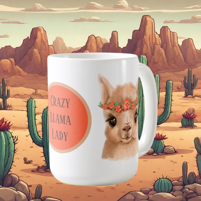 Crazy llama lady add text coffee mug (Creator Uploaded)