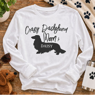 Crazy Long Hair Dachshund Dog Mum Personalised T-Shirt