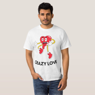 Crazy Love Heart Mascot Men's T-Shirt  Fun Cartoon