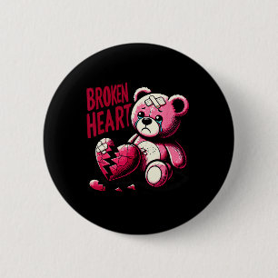 Crazy Love Hurt Broken Heart Pain Bear Valentine D 6 Cm Round Badge