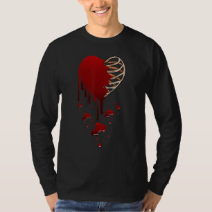 Crazy Love Hurt Broken Heart Pain Skeleton Bloody  T-Shirt