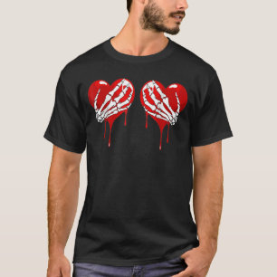 Crazy Love Hurt Broken Heart Pain Skeleton Bloody  T-Shirt