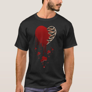 Crazy Love Hurt Broken Heart Pain Skeleton Bloody T-Shirt