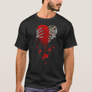 Crazy Love Hurt Broken Heart Pain Skeleton Bloody  T-Shirt