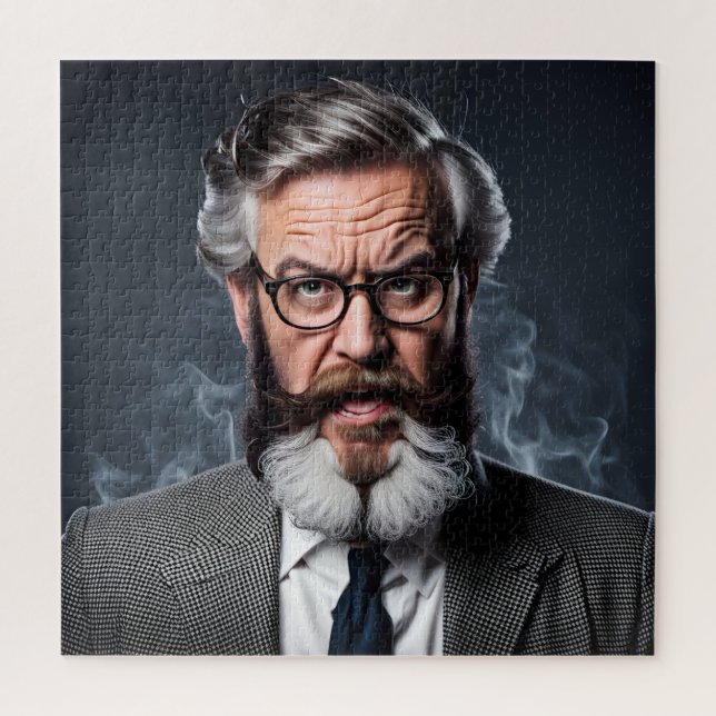 Crazy mad professor with beard jigsaw puzzle (Vertical)