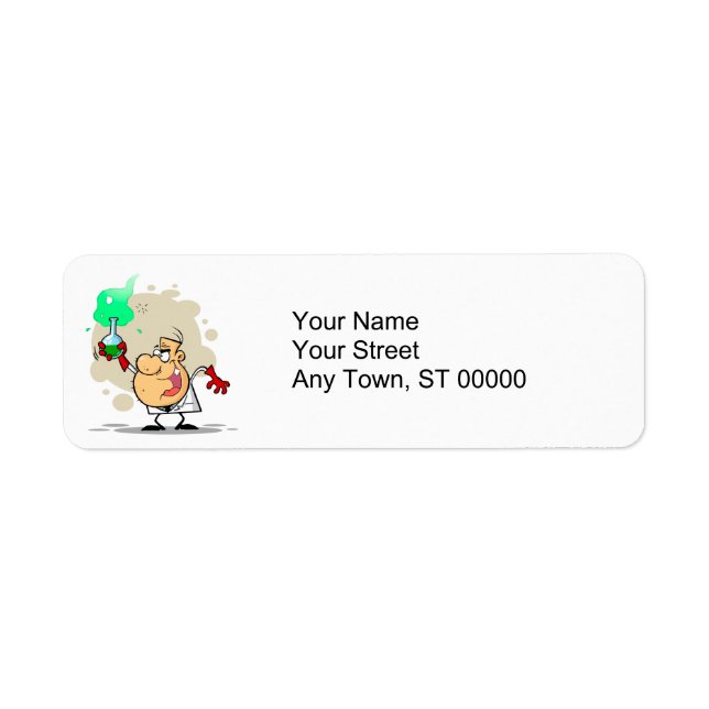 crazy mad scientist cartoon return address label (Front)