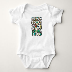 Crazy Monkey and Birds Baby Bodysuit