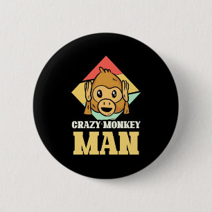 Crazy Monkey Man 6 Cm Round Badge