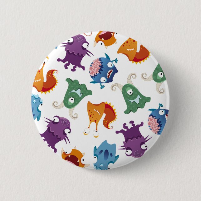 Crazy Monsters Fun Colourful Patterns for Kids 6 Cm Round Badge (Front)