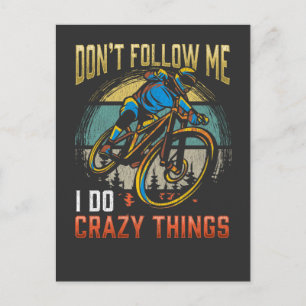 Crazy Mountainbike Rider Bicycle Witty Biker Postcard