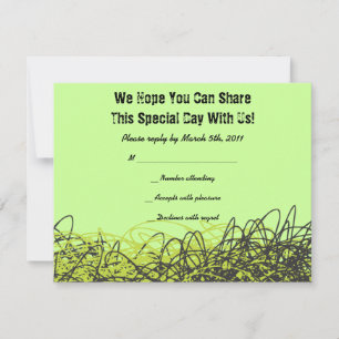 CRAZY MUSICAL NOTES Bar Mitzvah Invite Reply lime