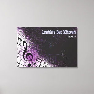 CRAZY MUSICAL NOTES Bar Mitzvah  Sign-In Board Canvas Print