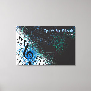 CRAZY MUSICAL NOTES Bar Mitzvah Sign-In Board Canvas Print