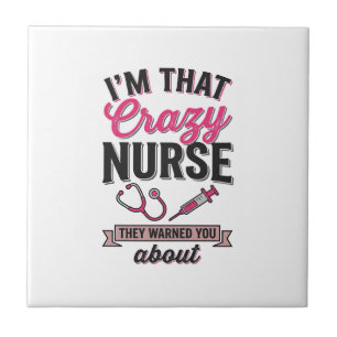 Crazy Nurse Quote Vintage Engraving Shirt Design_1 Ceramic Tile