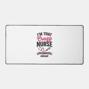 Crazy Nurse Quote Vintage Engraving Shirt Design_1 Desk Mat