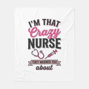 Crazy Nurse Quote Vintage Engraving Shirt Design_1 Fleece Blanket