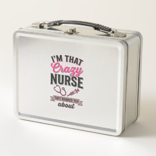 Crazy Nurse Quote Vintage Engraving Shirt Design_1 Metal Lunch Box