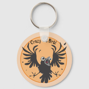 Crazy Old Birb Raven Key Ring