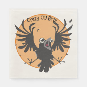 Crazy Old Birb Raven Napkin