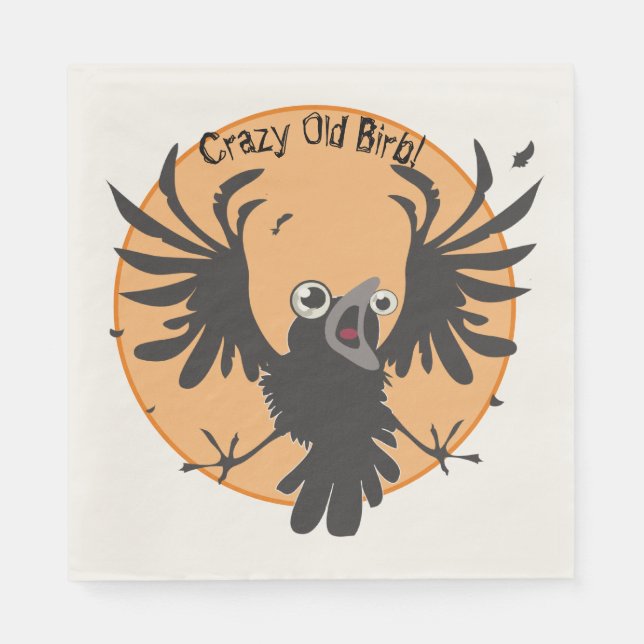 Crazy Old Birb Raven Napkin (Front)