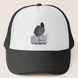 "Crazy Old Coot" Old Age Fun Coot Bird Art Quote Trucker Hat