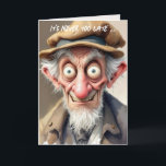 Crazy Old Man For Getting Older Birthday Card<br><div class="desc">Delightful caricature of an elderly man featuring expressive bulging eyeballs and a scraggly white beard, adorned with a charming brown cap and coat, beautifully rendered in watercolor for getting older birthday.
All text is editable.</div>