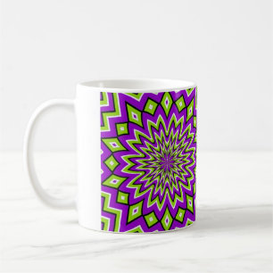 Crazy Optical Illusion - Flowery Green and Purple Coffee Mug