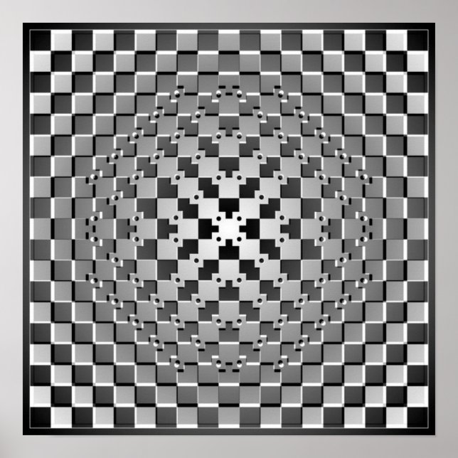 Crazy Optical Illusion - Morphing Metal Square Poster (Front)