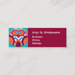 Crazy Owl Colourful Chevron Purple Orange Pink Blu Mini Business Card