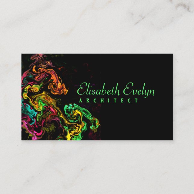 crazy paint on black background 7kj business card (Front)