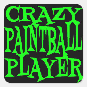 Crazy Paintball Player Square Sticker