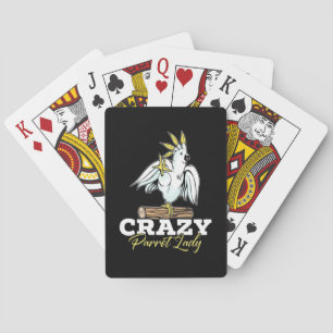 Crazy Parrot Lady Playing Cards