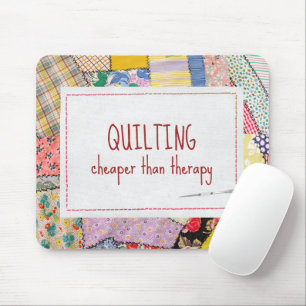 Crazy Patchwork Quilt With Fun Quote Mouse Pad