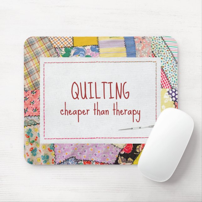 Crazy Patchwork Quilt With Fun Quote Mouse Pad (With Mouse)