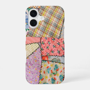 Crazy Patchwork Quilt With Zigzag Stitching iPhone 16 Case